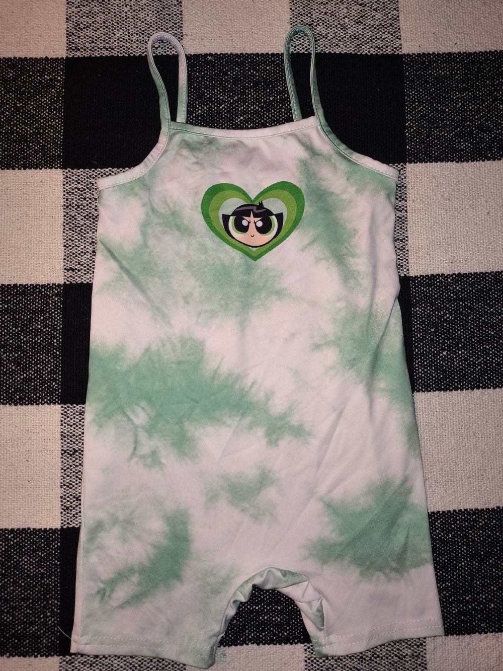Green Tie-Dye Camisole Romper with Buttercup Heart PPG